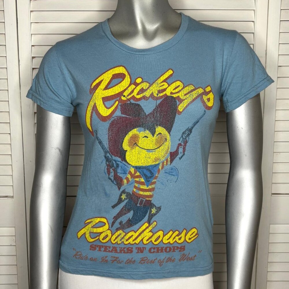 Vintage 2000s Made U Look Rickey's Roadhouse Blue Vintage Distressed T-Shirt S